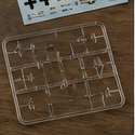 Transparent model kit parts on a clear sprue