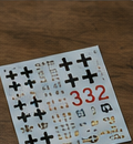 Scale model decal sheet with printed markings